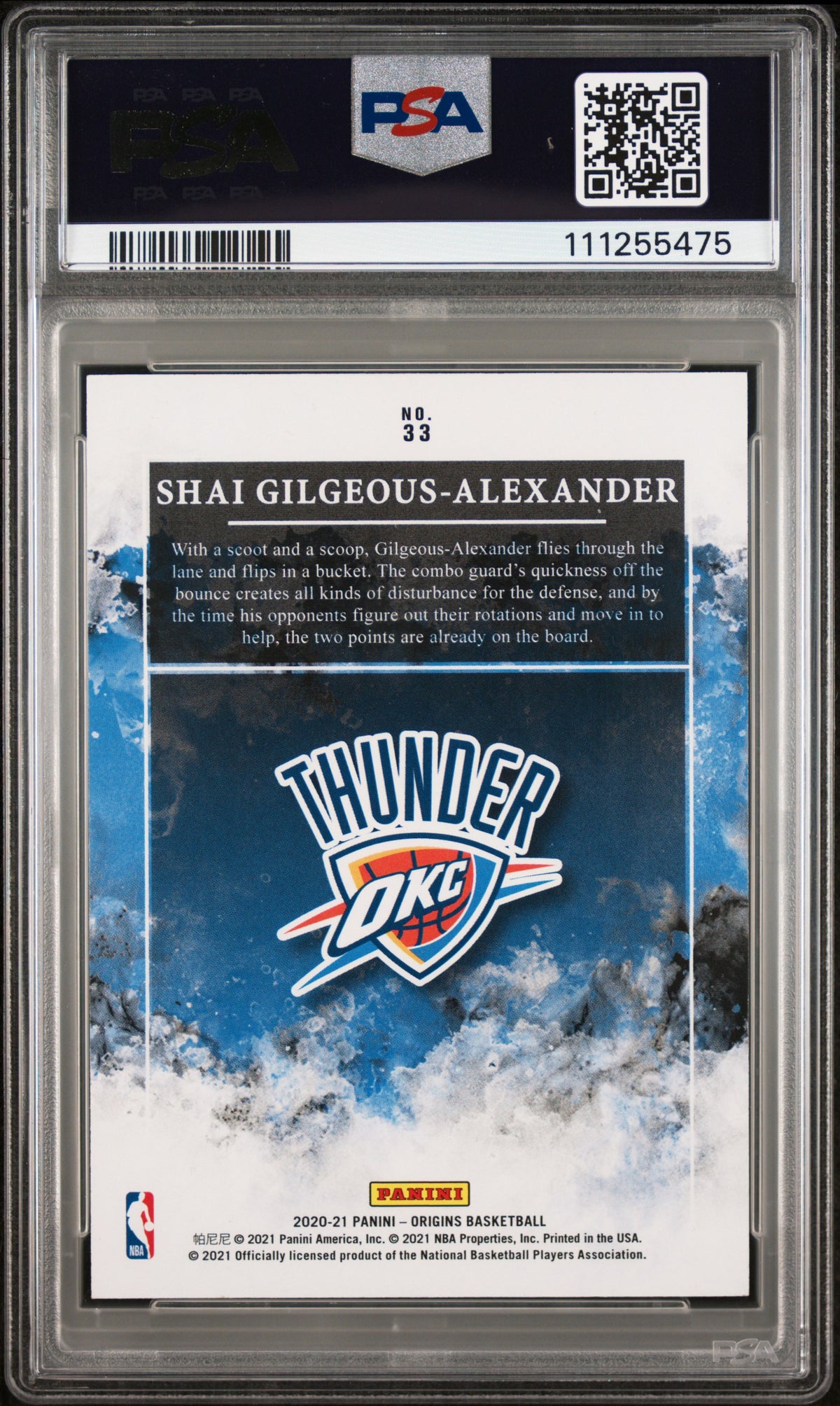 Shai Gilgeous-Alexander Signed 2020 Panini Origins Red #33 Card Auto 10 PSA Slab