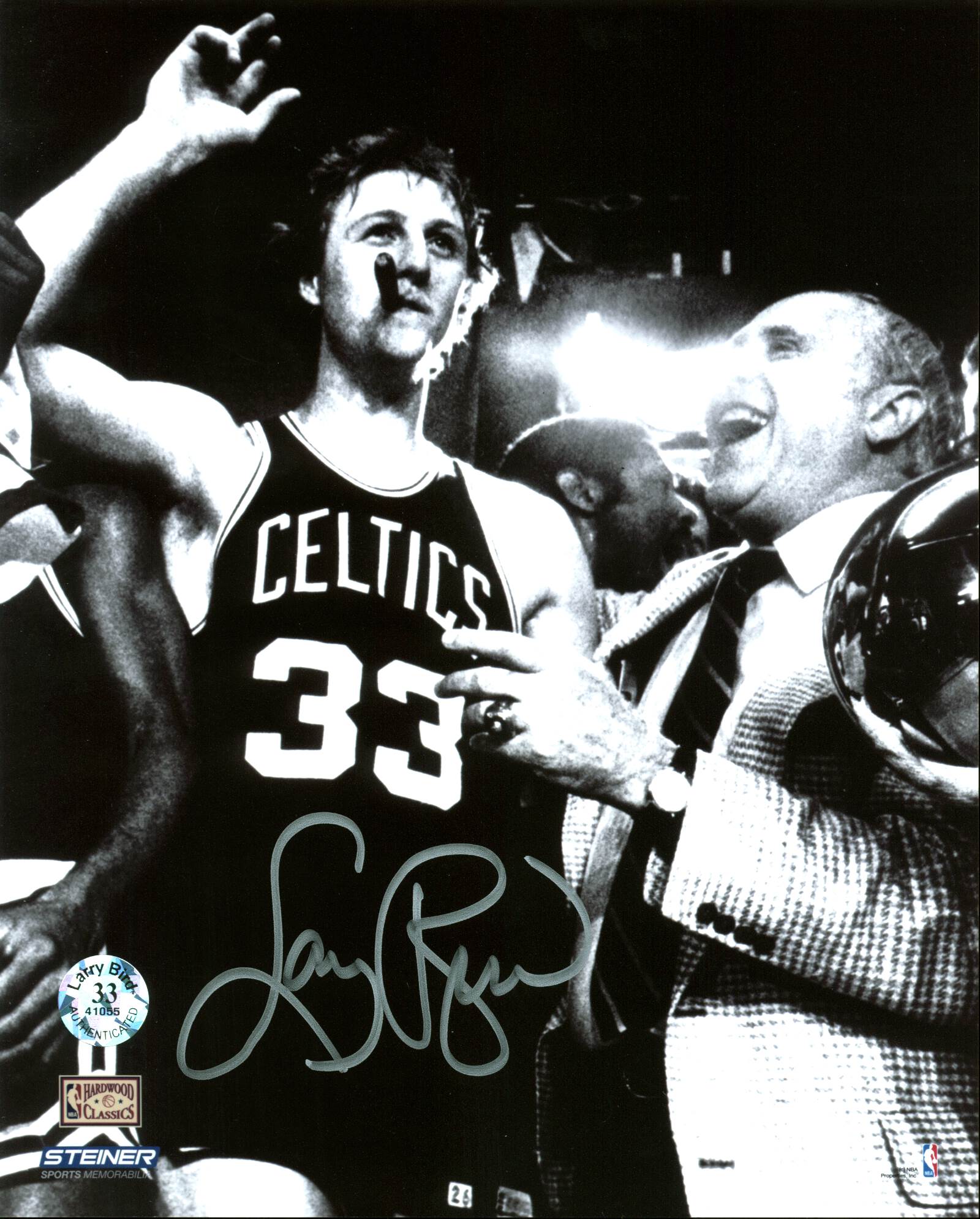 Celtics Larry Bird Authentic Signed 8X10 Photo w/ Red Auerbach & Bird Hologram 6