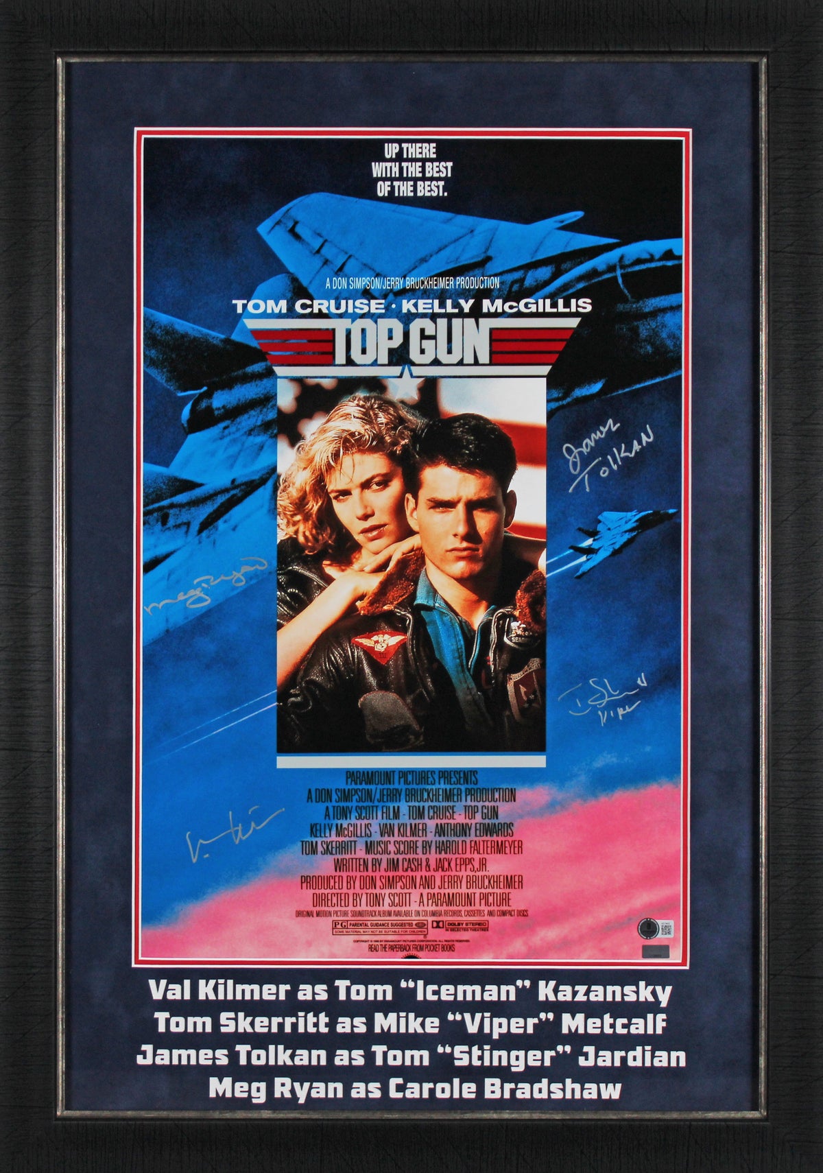 Top Gun (4) Kilmer, Ryan, Skerritt & Tolkan Signed Framed 16x24 Photo BAS LOA