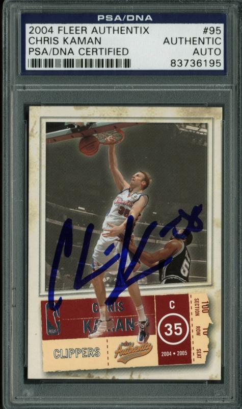 Clippers Chris Kaman Authentic Signed Card 2004 Fleer Authentix #95 PSA Slabbed