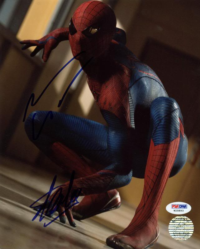 Stan Lee & Andrew Garfield Spider-Man Signed Authentic 8X10 Photo PSA #W25893