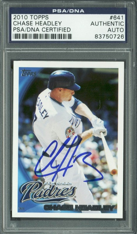 Padres Chase Headley Authentic Signed Card 2010 Topps #641 PSA/DNA Slabbed
