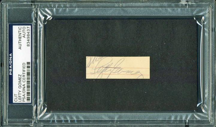 Yankees Lefty Gomez Authentic Signed .75X2.25 Cut Autograph PSA/DNA Slabbed