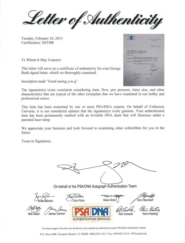 George H.W. Bush Authentic Signed 1981 Letter As Vp W/ Darvick COA & PSA #X03388