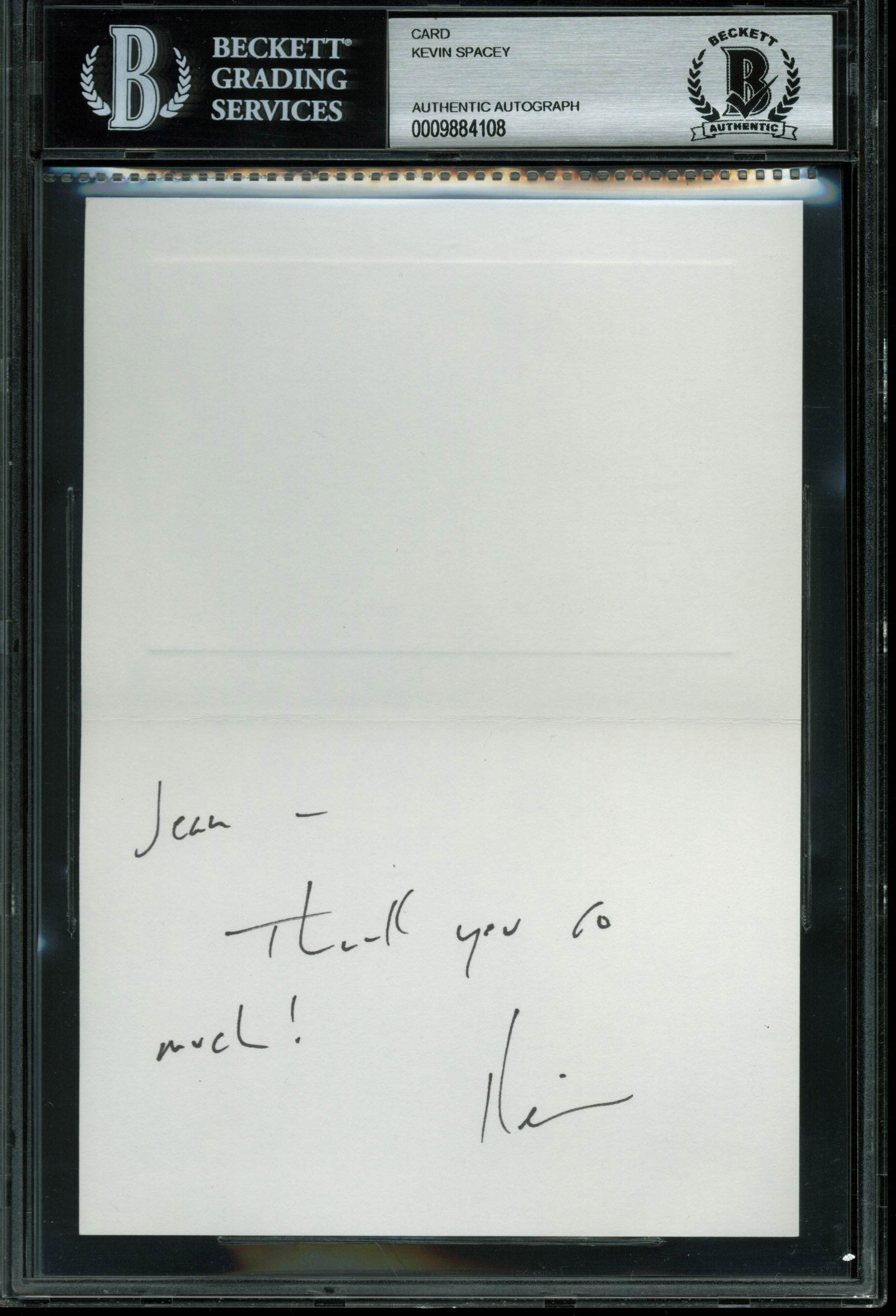 Kevin Spacey House Of Cards Authentic Signed 3.5x5 Thank You Card BAS Slabbed