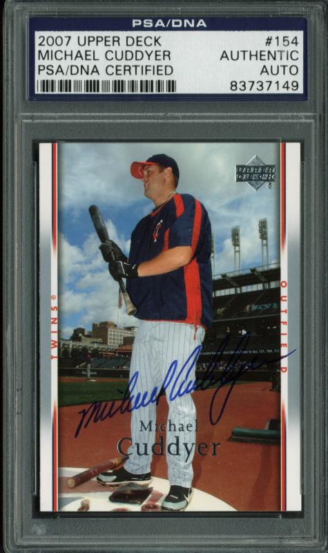 Twins Michael Cuddyer Authentic Signed Card 2007 Upper Deck #154 PSA/DNA Slabbed
