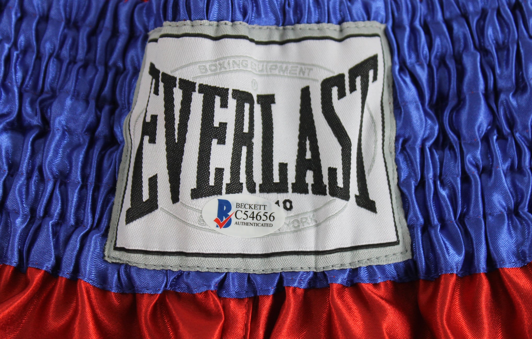 George Foreman Authentic Signed Red Everlast Boxing Trunks BAS #C54656