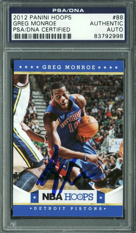 Pistons Greg Monroe Authentic Signed Card 2012 Panini Hoops #88 PSA/DNA Slabbed