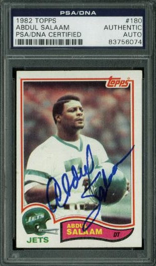 Jets Abdul Salaam Authentic Signed Card 1982 Topps #180 PSA/DNA Slabbed