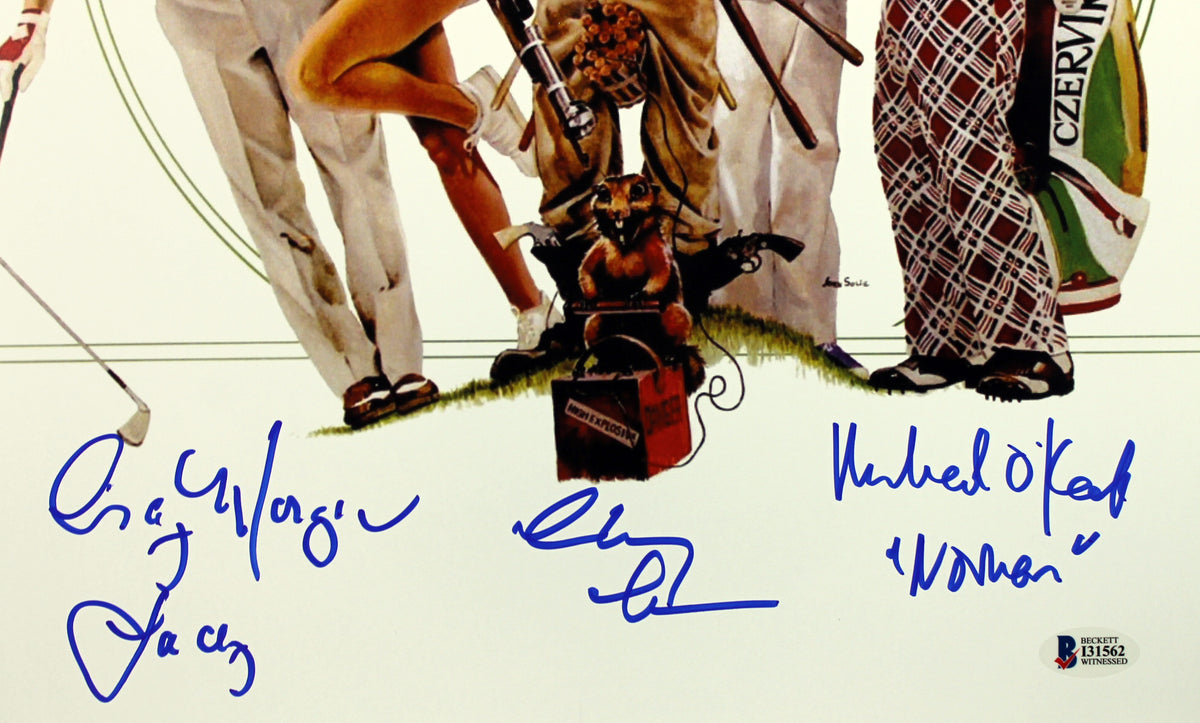 Caddyshack (3) Chase, Morgan & O'Keefe Signed 12x18 Movie Poster BAS Witnessed 2