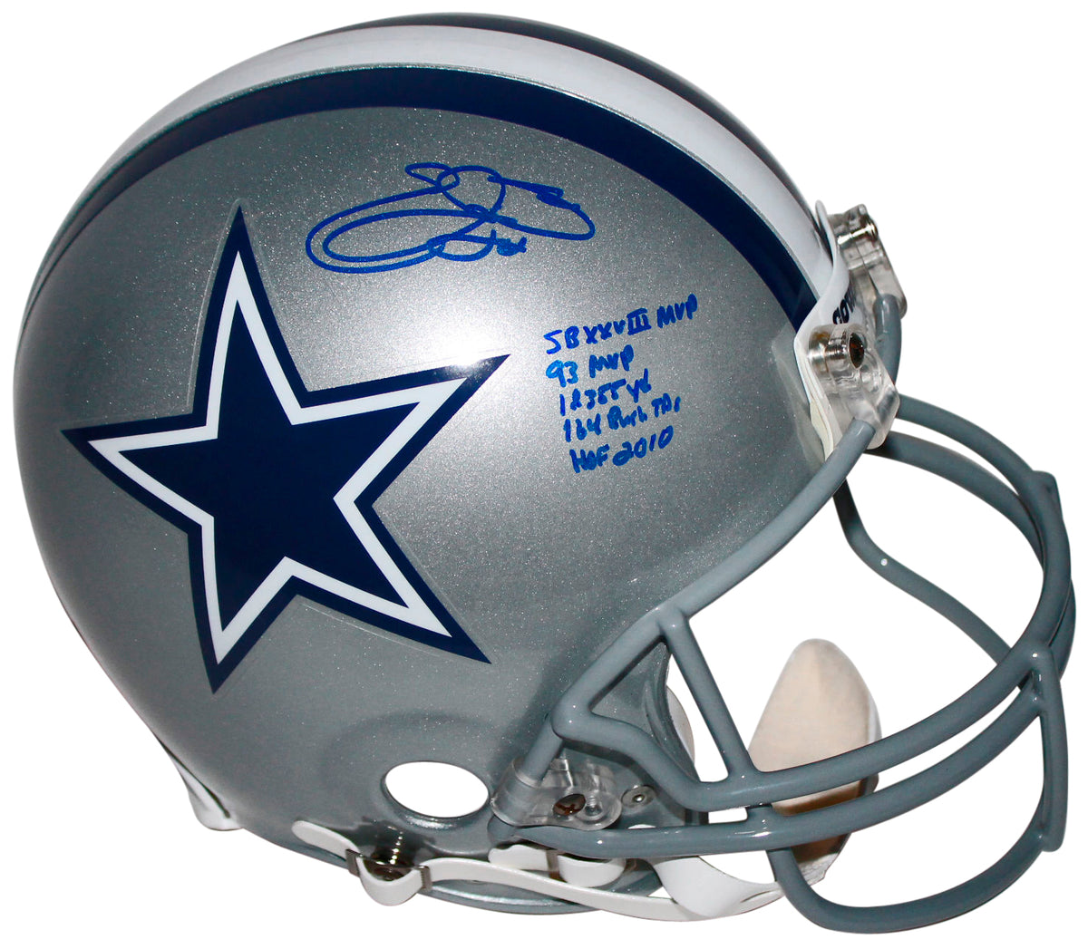 Cowboys Emmitt Smith "Stat" Signed Proline Full Size Helmet BAS Witnessed