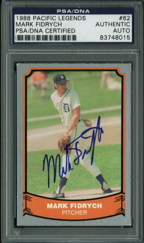 Tigers Mark Fidrych Authentic Signed Card 1988 Pacific Legends #62 PSA Slabbed