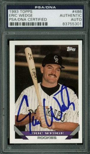 Rockies Eric Wedge Authentic Signed Card 1993 Topps #486 PSA/DNA Slabbed