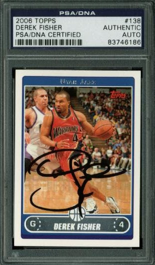 Warriors Derek Fisher Authentic Signed Card 2006 Topps #138 In Black PSA Slabbed