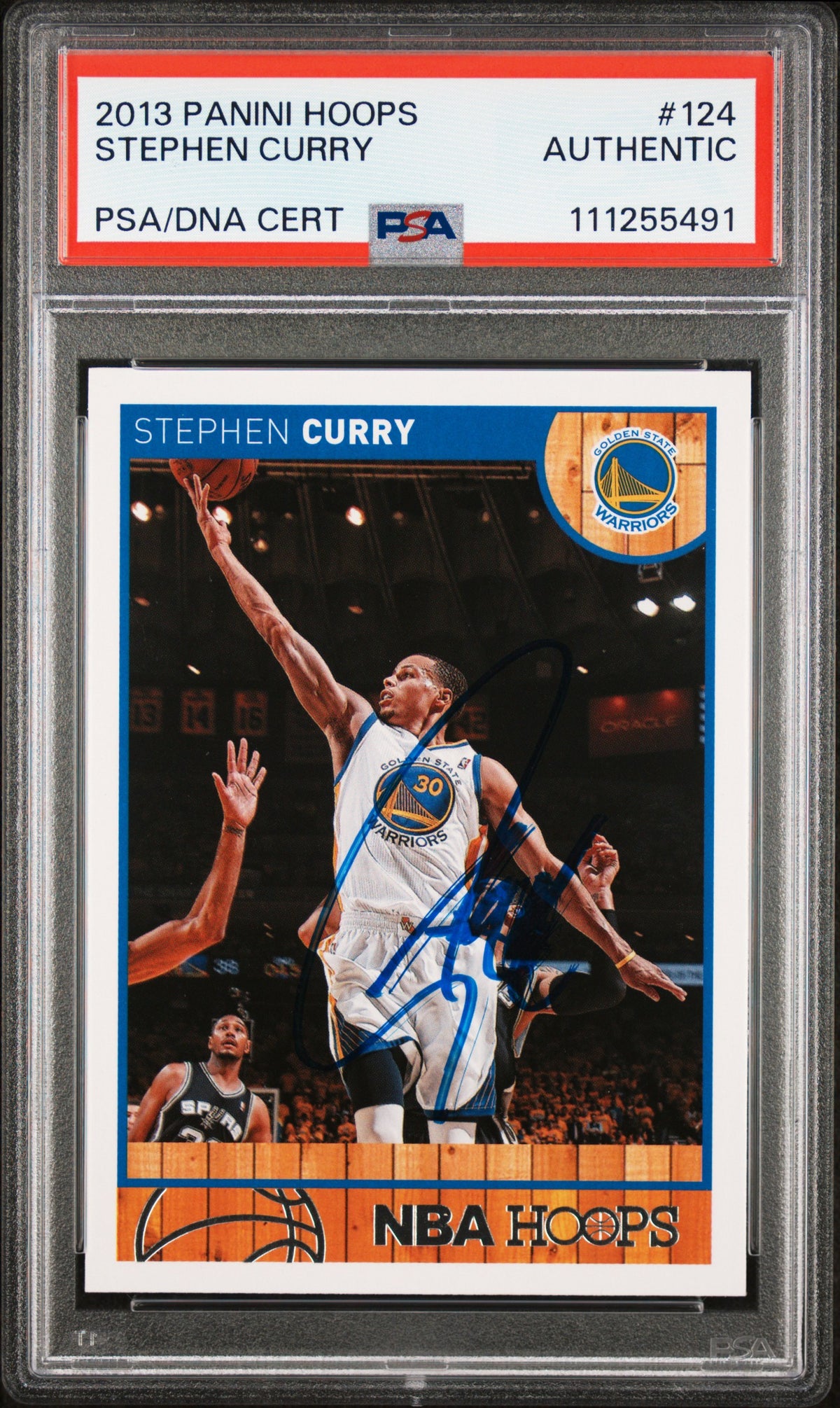 Warriors Stephen Curry Authentic Signed 2013 Panini Hoops #124 Card PSA Slabbed
