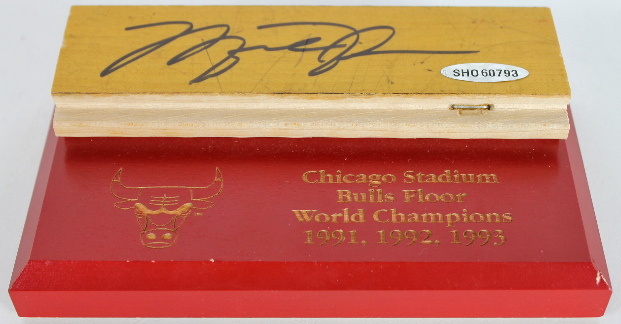 Bulls Michael Jordan Signed 1.75x6 Chicago Stadium Floorboard UDA #SHO60793