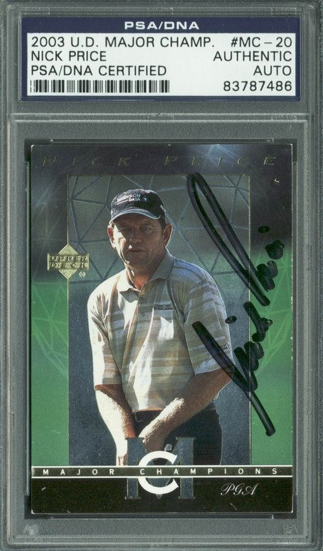 Nick Price Authentic Signed Card 2003 UD Golf Major Champions #MC-20 PSA Slabbed