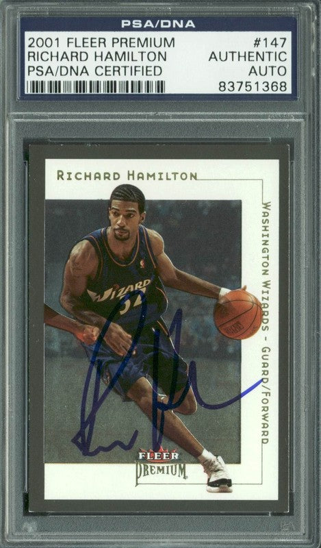 Wizards Richard Hamilton Signed Card 2001 Fleer Premium #147 PSA/DNA Slabbed