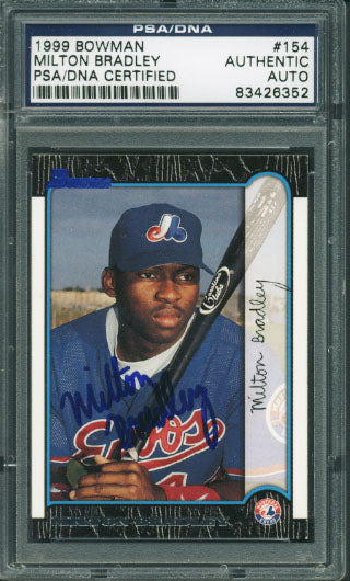 Expos Milton Bradley Authentic Signed Card 1999 Bowman #154 PSA/DNA Slabbed