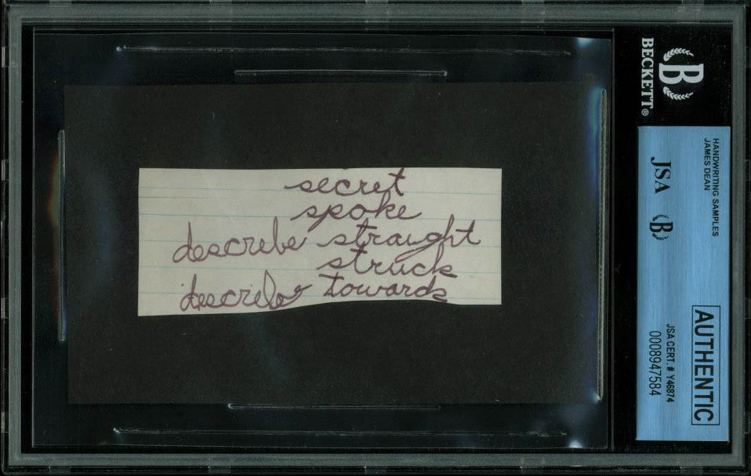 James Dean 1.5x3.5 Handwriting Sample from 5th Grade Notebook JSA Slab #8947584