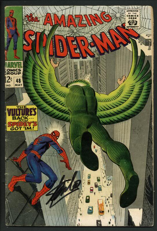 Stan Lee Signed Amazing Spider-Man #48 Comic Book The Vulture'S Back PSA #W18666