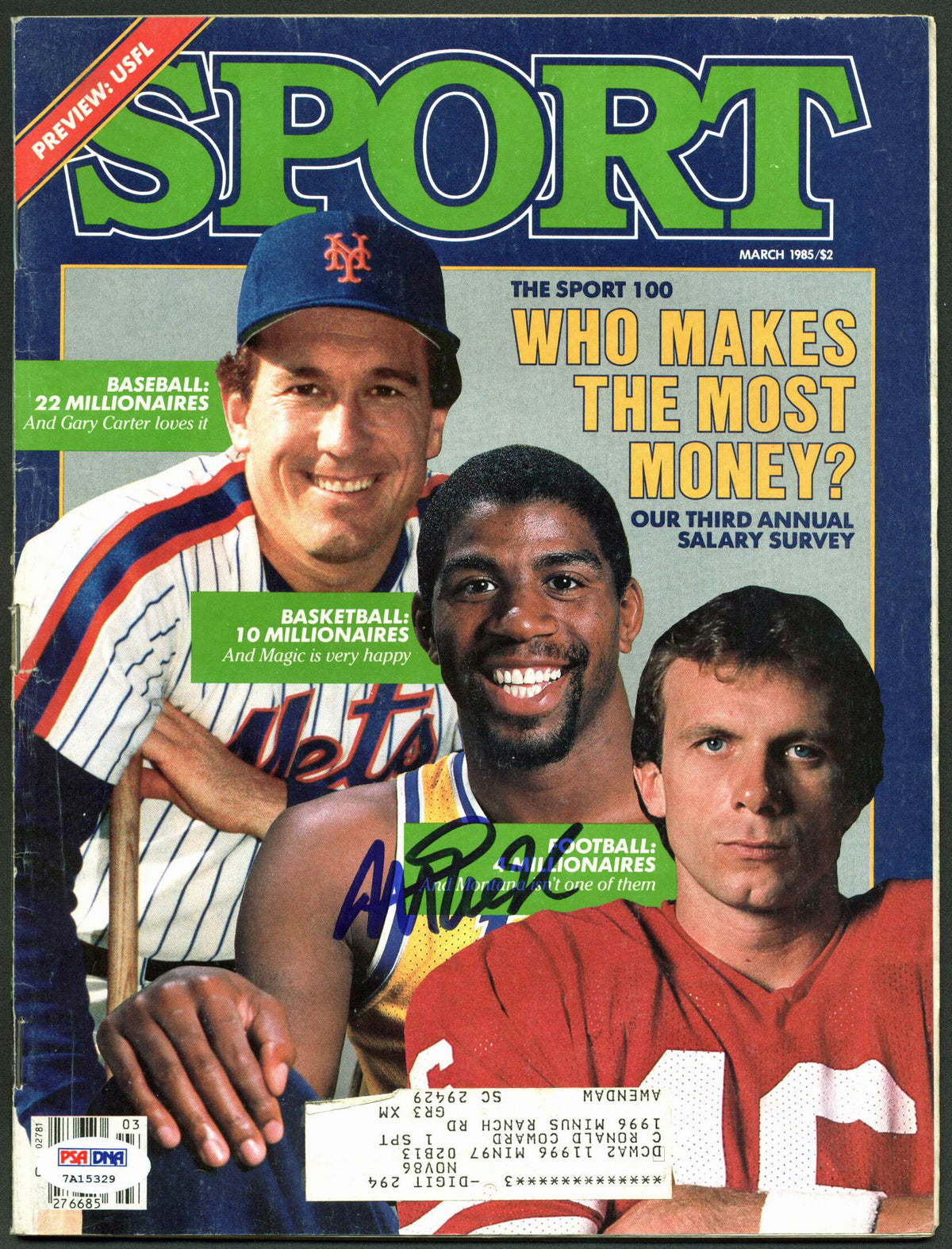 Lakers Magic Johnson Authentic Signed 1985 Sports Illustrated PSA ITP #7A15329