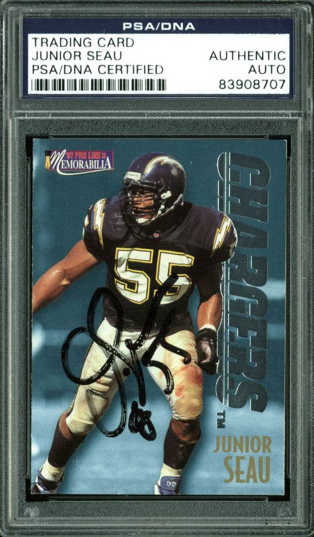 Chargers Junior Seau Authentic Signed Card 1997 Pro Line #MEM41 PSA/DNA Slabbed