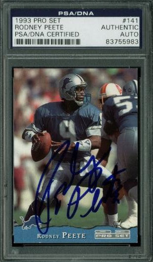 Lions Rodney Peete Authentic Signed Card 1993 Pro Set #141 PSA/DNA Slabbed