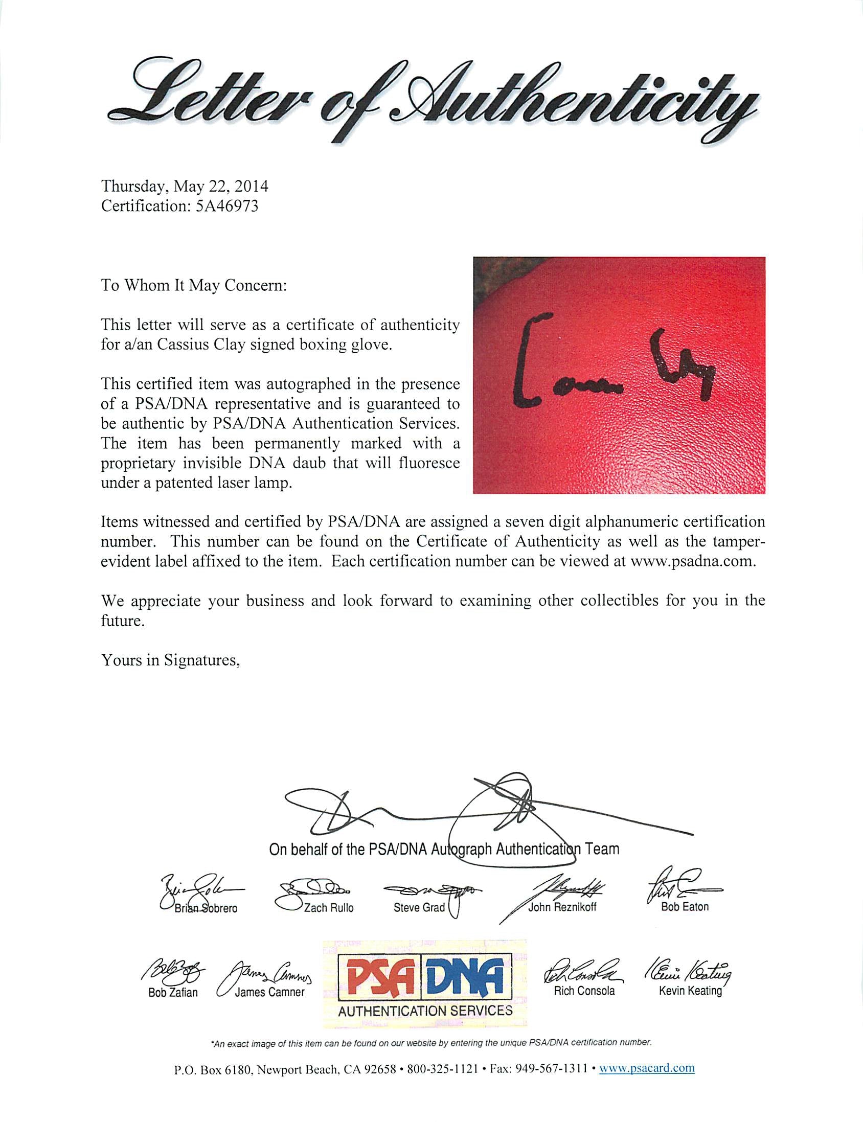 Muhammad Ali Authentic Signed "Cassius Clay" Boxing Glove PSA/DNA ITP #5A46973
