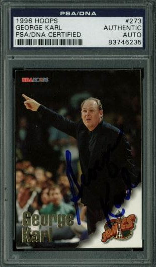 Sonics George Karl Authentic Signed Card 1996 Hoops #273 PSA/DNA Slabbed