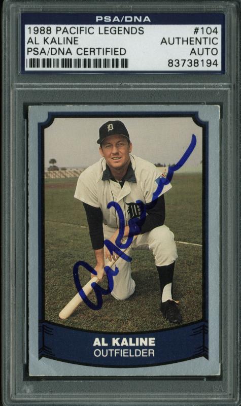 Tigers Al Kaline Authentic Signed Card 1988 Pacific Legends #104 PSA Slabbed 1