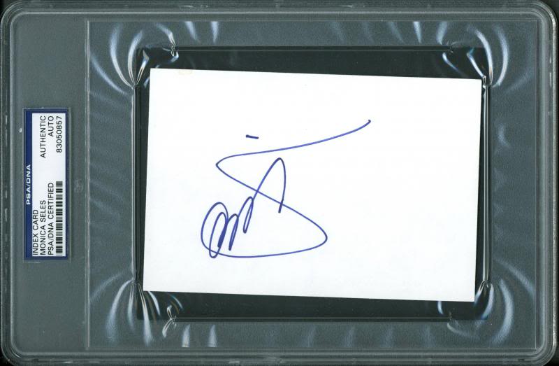Monica Seles Tennis Authentic Signed 4X6 Index Card Autographed PSA/DNA Slabbed