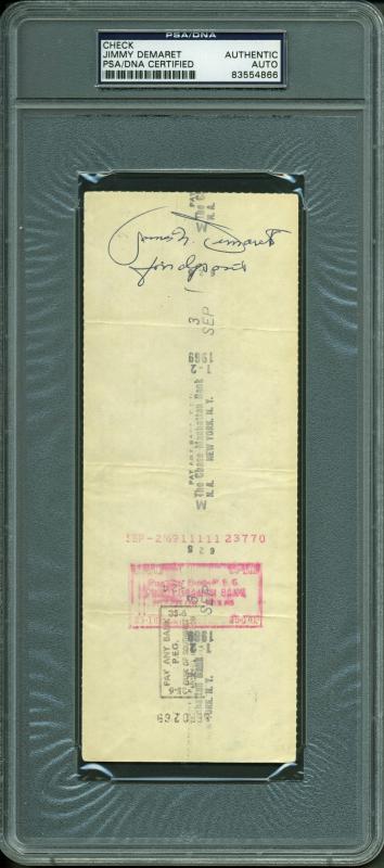 Jimmy Demaret Golf Authentic Signed 3X8.25 Aug 1969 Check PSA Slabbed #83554866