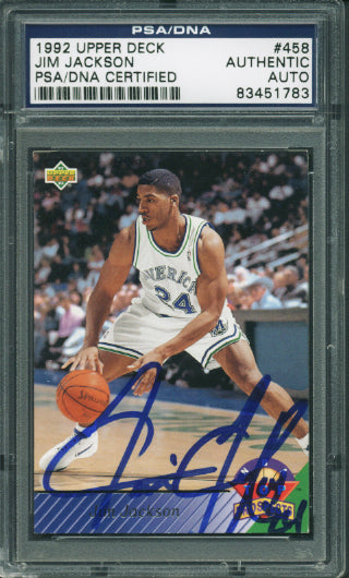 Mavericks Jim Jackson Authentic Signed Card 1992 Upper Deck #458 PSA/DNA Slabbed