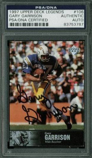 Chargers Gary Garrison Signed Card 1997 Upper Deck Legends #106 PSA/DNA Slabbed