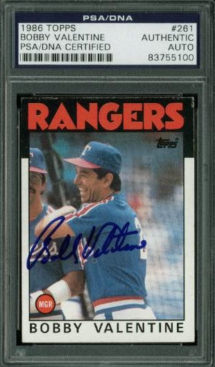 Rangers Bobby Valentine Authentic Signed Card 1986 Topps #261 PSA/DNA Slabbed