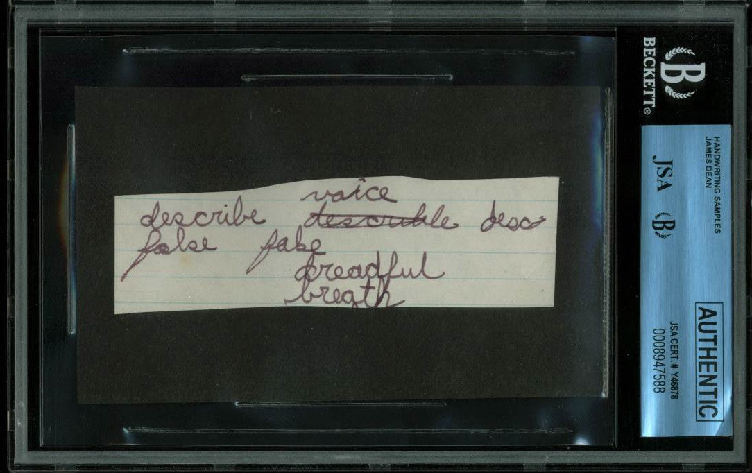 James Dean 1.25x4.5 Handwriting Sample from 5th Grade Notebook JSA Slab #8947588