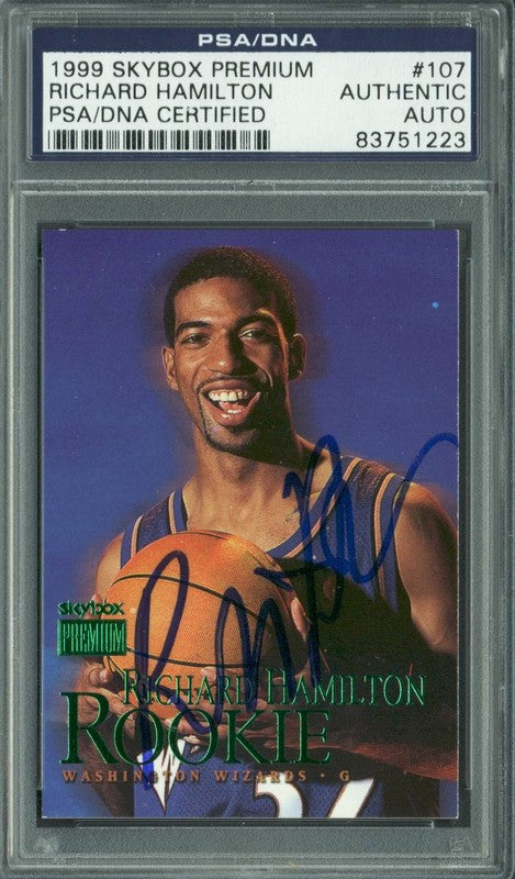 Richard Hamilton Signed Card 1999 Skybox Premium RC #107 PSA Slabbed #83751223