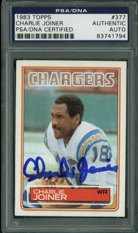 Chargers Charlie Joiner Authentic Signed Card 1983 Topps #377 PSA/DNA Slabbed