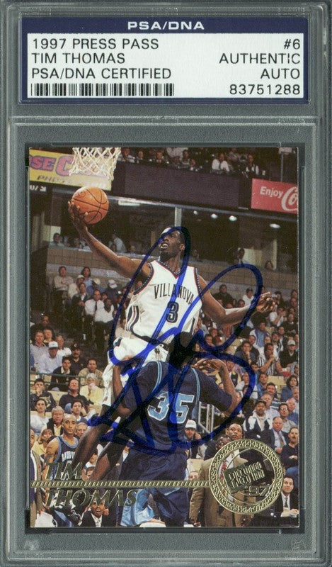 Tim Thomas Authentic Signed Card 1997 Press Pass RC #6 PSA/DNA Slabbed