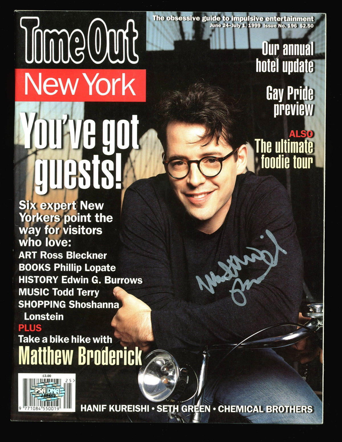 Matthew Broderick Signed Time Out Magazine Autographed PSA/DNA #J62662