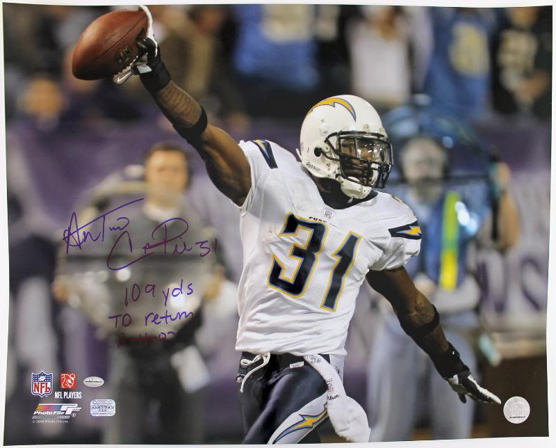 Antonio Cromartie '109 Yds Td Return 11-4-07' Signed Authentic 16X20 Photo Gtsm