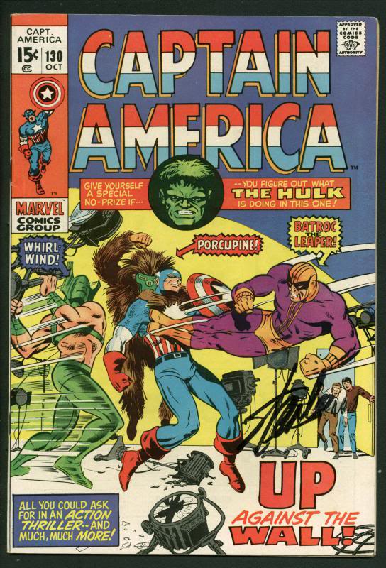 Stan Lee Signed Captain America #130 Comic Book Hulk/Batroc PSA/DNA #W18823