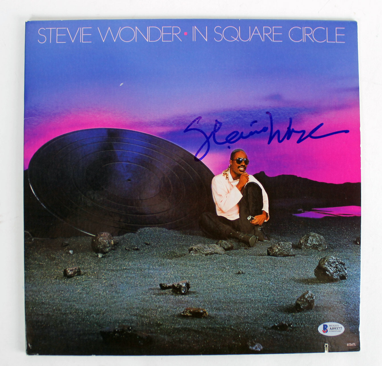 Stevie Wonder Signed Album Cover W/ Vinyl In Square Circle BAS #A09377