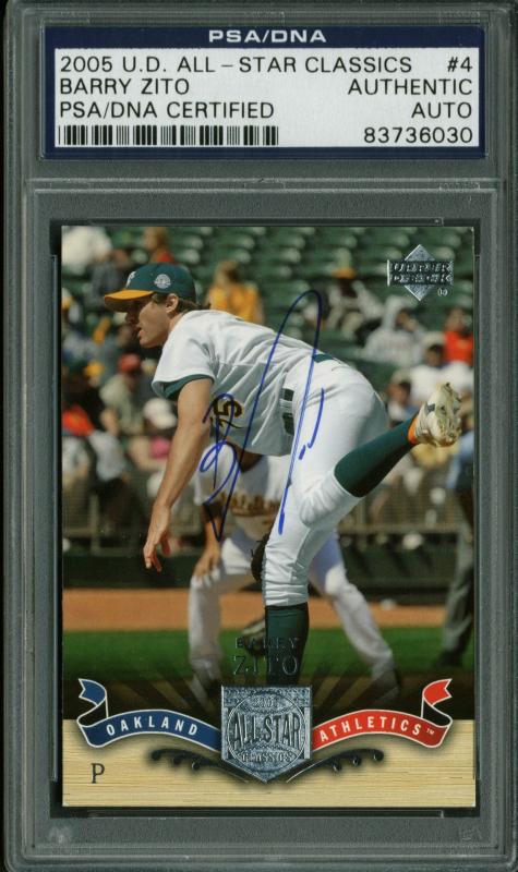 Athletics Barry Zito Signed Card 2005 Ud All-Star Classics #4 PSA/DNA Slabbed