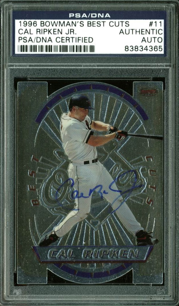 Orioles Cal Ripken Jr. Signed Card 1996 Bowman's Best Cuts #11 PSA/DNA Slabbed