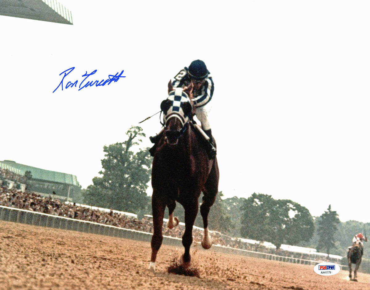 Ron Turcotte 1973 Belmont Stakes Secretariat Signed 11X14 Color Photo PSA/DNA