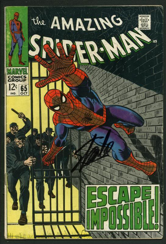 Stan Lee Signed Amazing Spider-Man #65 Comic Book Escape Impossible PSA #W18736