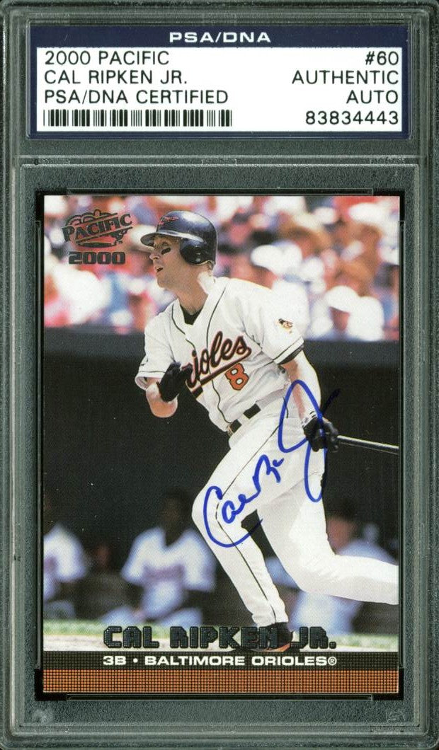 Orioles Cal Ripken Jr. Authentic Signed Card 2000 Pacific #60 PSA/DNA Slabbed