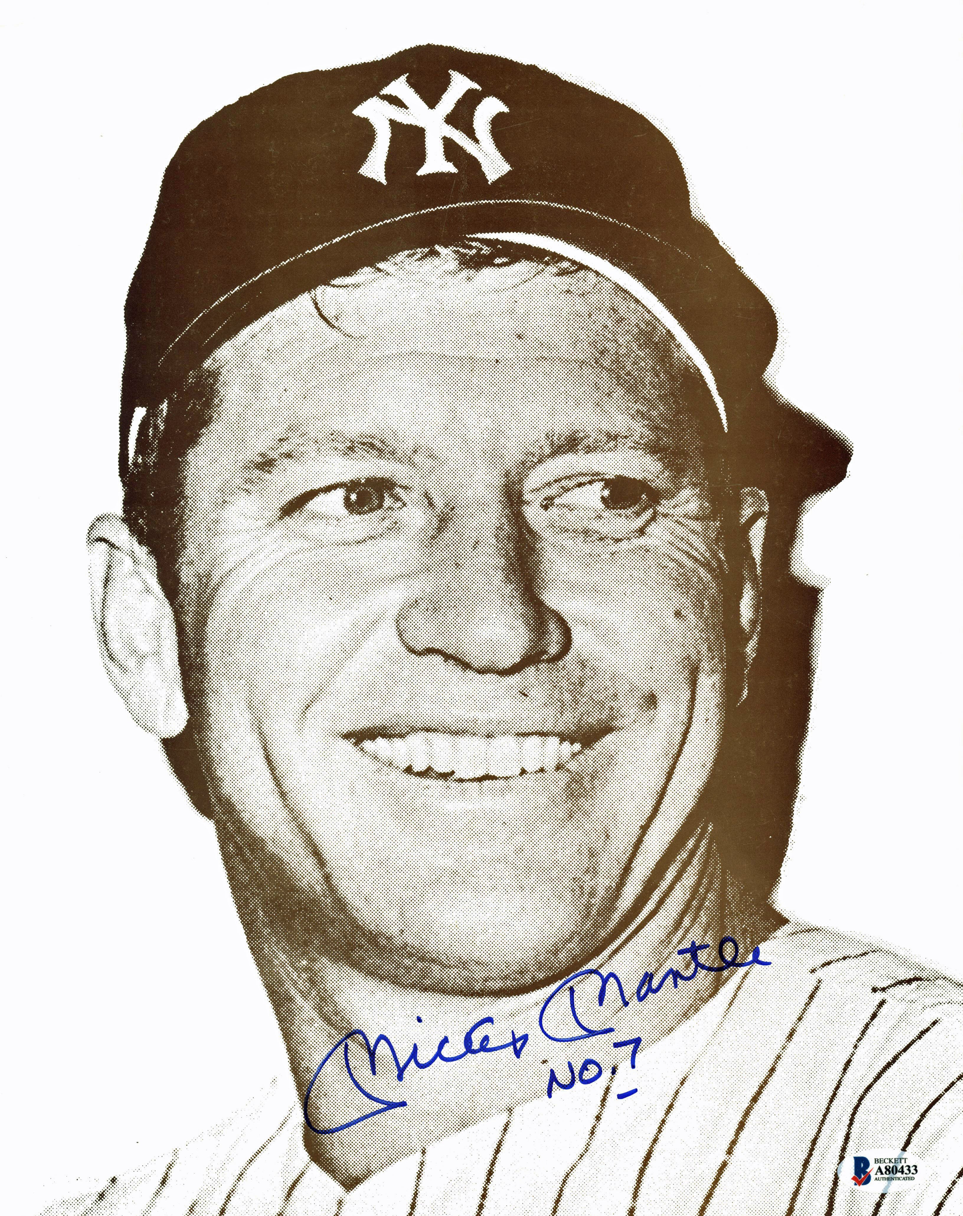 Yankees Mickey Mantle "NO. 7" Authentic Signed 11X14 Photo BAS #A80433